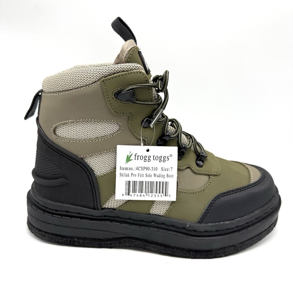 Frogg Toggs Skilak Pro Wading Boot Mens Size 7 Khaki Felt Sole Fishing Outdoor